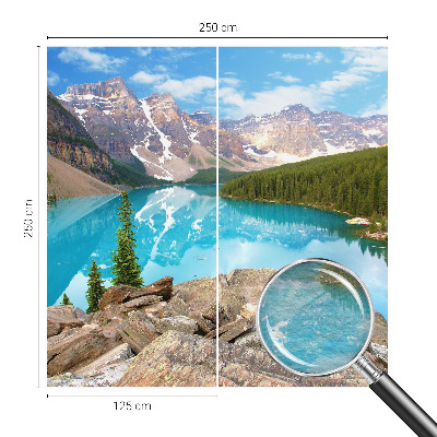 Wall mural for living room featuring a blue lake design