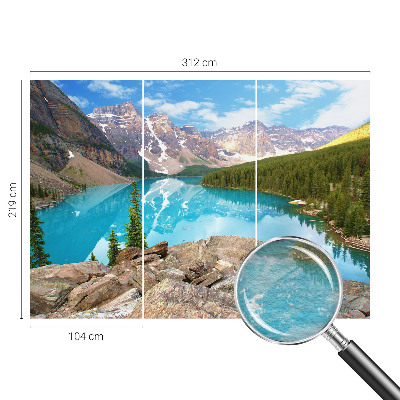 Wall mural for living room featuring a blue lake design