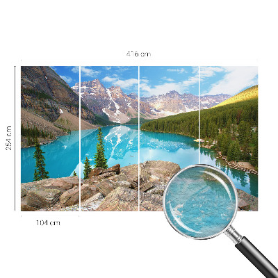 Wall mural for living room featuring a blue lake design