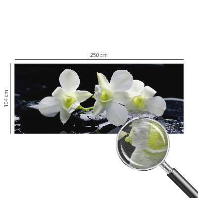 Bedroom wall mural wallpaper with a floral and stone motif