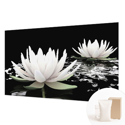 Large wall mural with a water flowers design