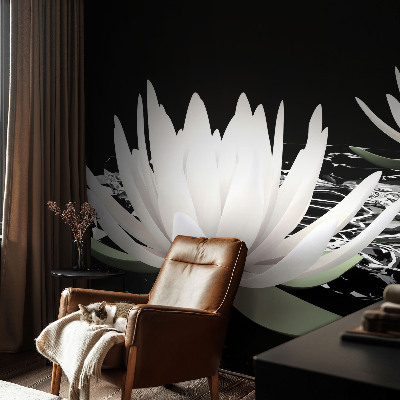 Large wall mural with a water flowers design