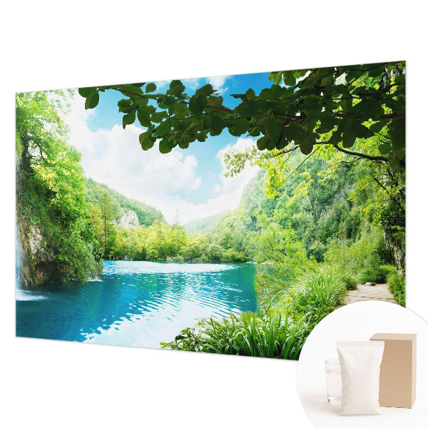 Modern wall mural with a natural oasis design