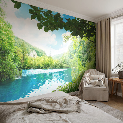Modern wall mural with a natural oasis design