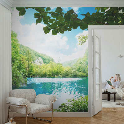 Modern wall mural with a natural oasis design