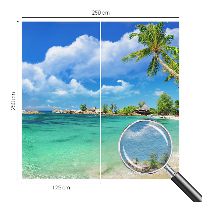 High quality wall mural wallpaper with a tropical paradise motif