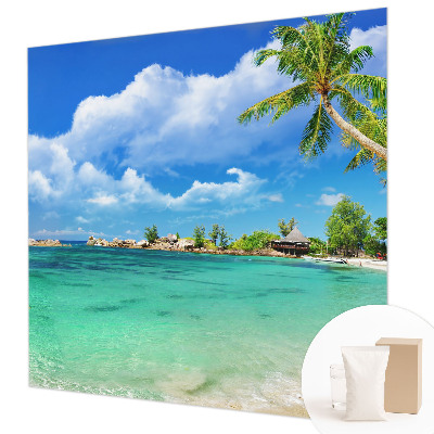 High quality wall mural wallpaper with a tropical paradise motif