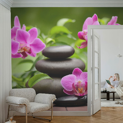 Decorative wall mural for living room Orchid stones
