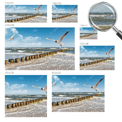 Non-woven wall mural with a seaside landscape design