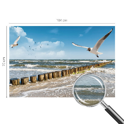 Non-woven wall mural with a seaside landscape design