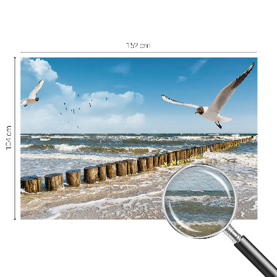Non-woven wall mural with a seaside landscape design
