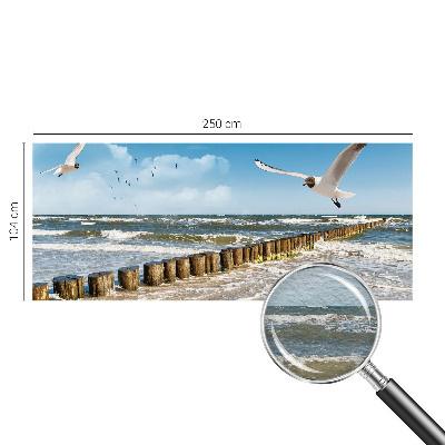 Non-woven wall mural with a seaside landscape design
