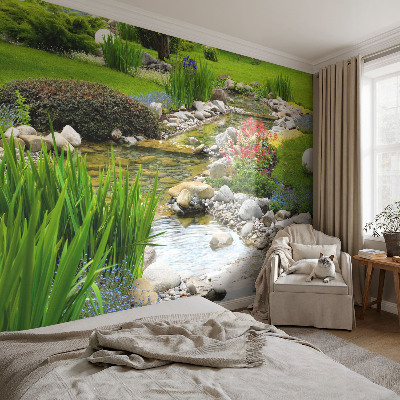 Non-woven photo wallpaper with an idyllic garden motif