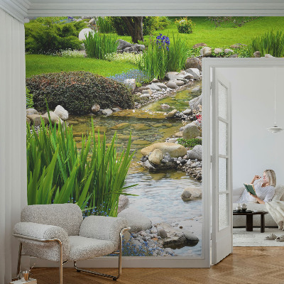 Non-woven photo wallpaper with an idyllic garden motif