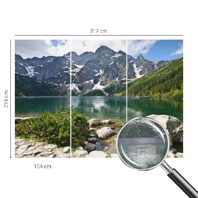 Wall mural with a mountain lake motif