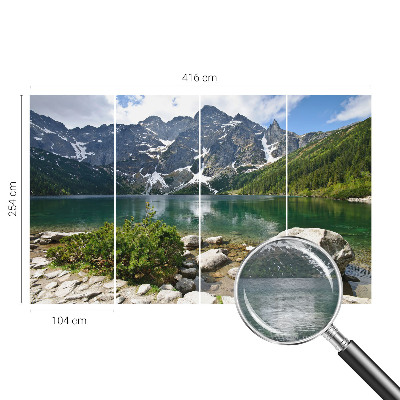 Wall mural with a mountain lake motif