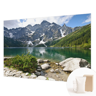 Wall mural with a mountain lake motif