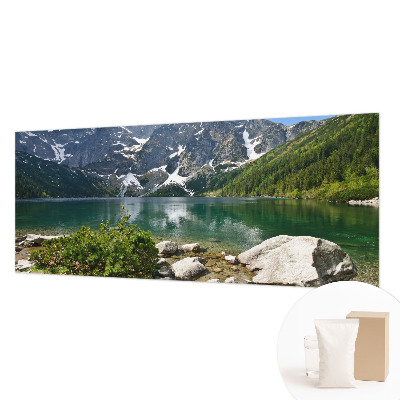 Wall mural with a mountain lake motif