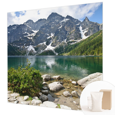Wall mural with a mountain lake motif