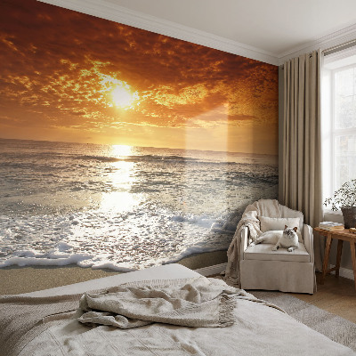 Photo wallpaper with an ocean waves motif
