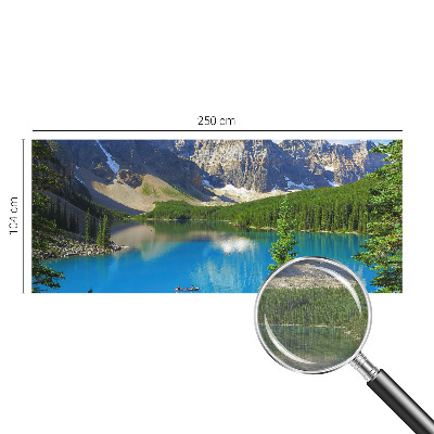 Wall mural for living room with a mountain lake motif