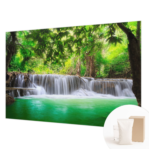 Photo wall mural with a forest waterfall motif