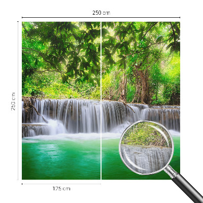 Photo wall mural with a forest waterfall motif