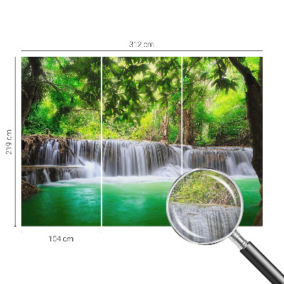 Photo wall mural with a forest waterfall motif