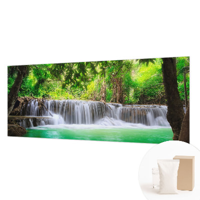 Photo wall mural with a forest waterfall motif