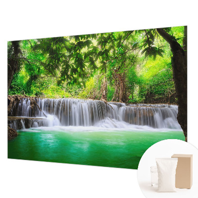 Photo wall mural with a forest waterfall motif