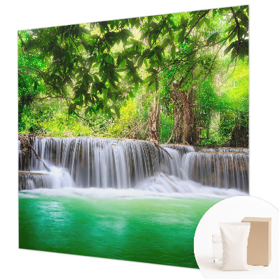 Photo wall mural with a forest waterfall motif