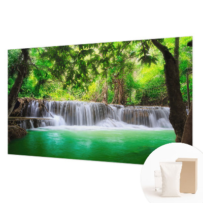 Photo wall mural with a forest waterfall motif