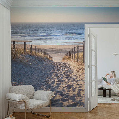 Modern wall mural featuring a beach path scene
