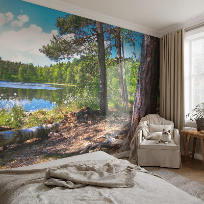Modern wall mural for living room with a forest landscape