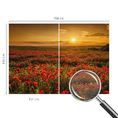 High quality wall mural wallpaper with a poppy field design