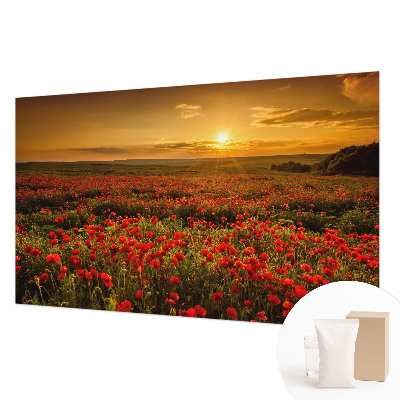 High quality wall mural wallpaper with a poppy field design