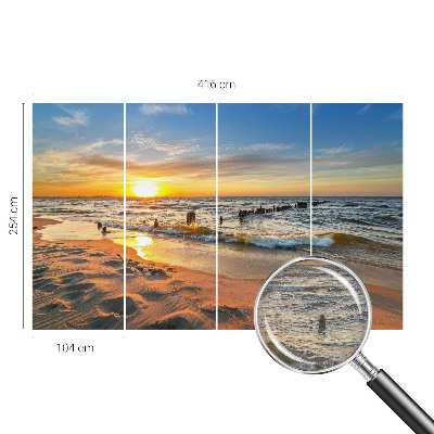 Premium wall mural for bedroom featuring a beach sunset scene