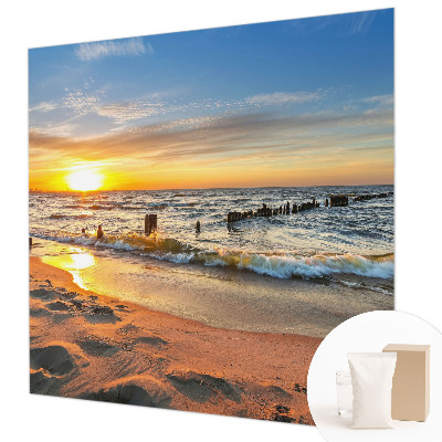 Premium wall mural for bedroom featuring a beach sunset scene