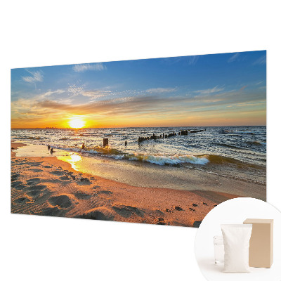 Premium wall mural for bedroom featuring a beach sunset scene