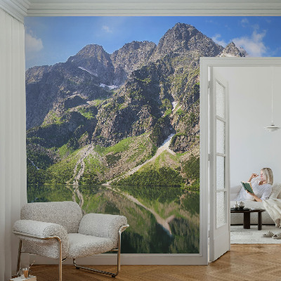 Premium photo wallpaper with a picturesque mountain motif