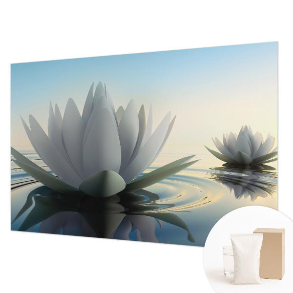 Non-woven wall mural featuring a water lilies design