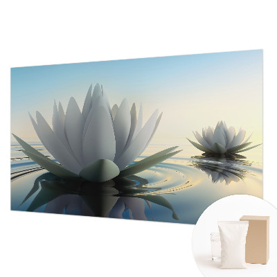 Non-woven wall mural featuring a water lilies design
