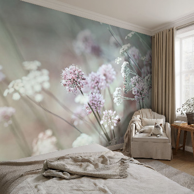 Wallpaper mural with a wildflower design