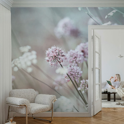 Wallpaper mural with a wildflower design