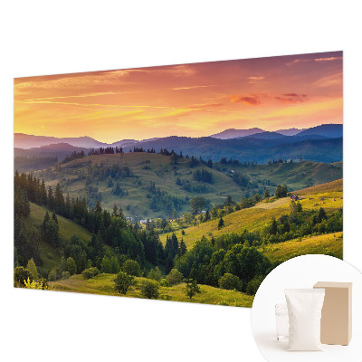 Wall mural for living room featuring a mountain landscape