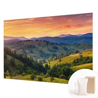 Wall mural for living room featuring a mountain landscape