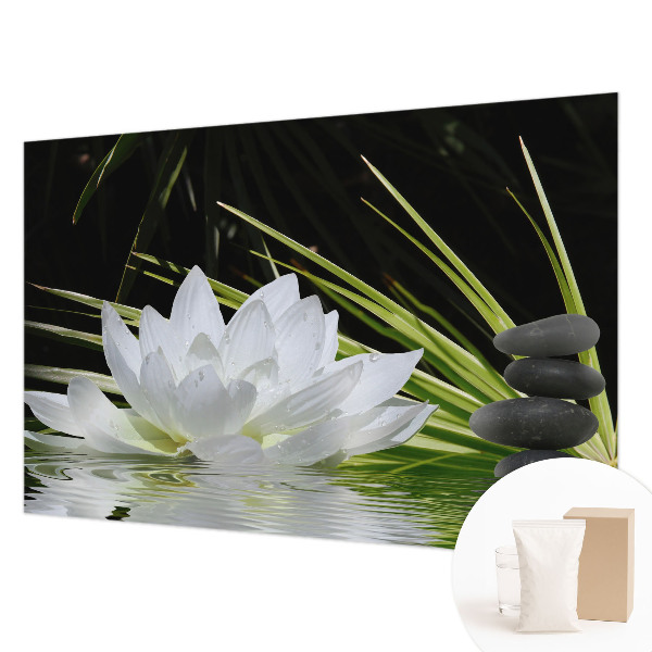 Wall mural for bedroom featuring a meditative lily design