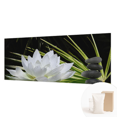 Wall mural for bedroom featuring a meditative lily design