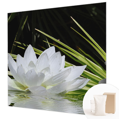 Wall mural for bedroom featuring a meditative lily design