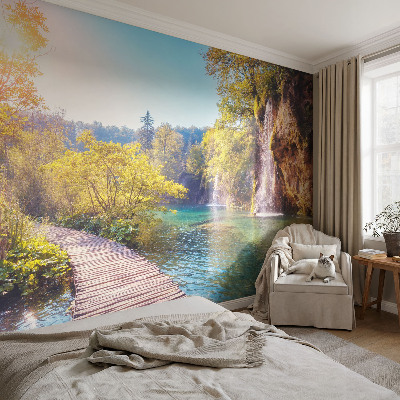 Bedroom wall mural wallpaper featuring a natural landscape